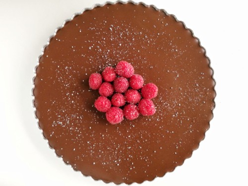 Tarte de chocolate e framboesas