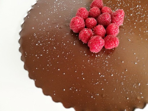 Tarte de chocolate e framboesas